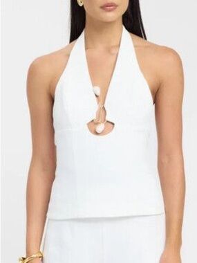 New Kookai Oyster Halter Trim Top - 6 / Natural White